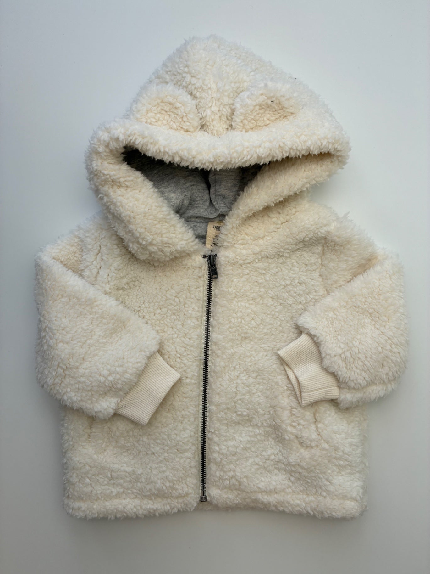 Tucker + Tate Jacket - Cream Fur Zip Up Hoodie | size 6 Months