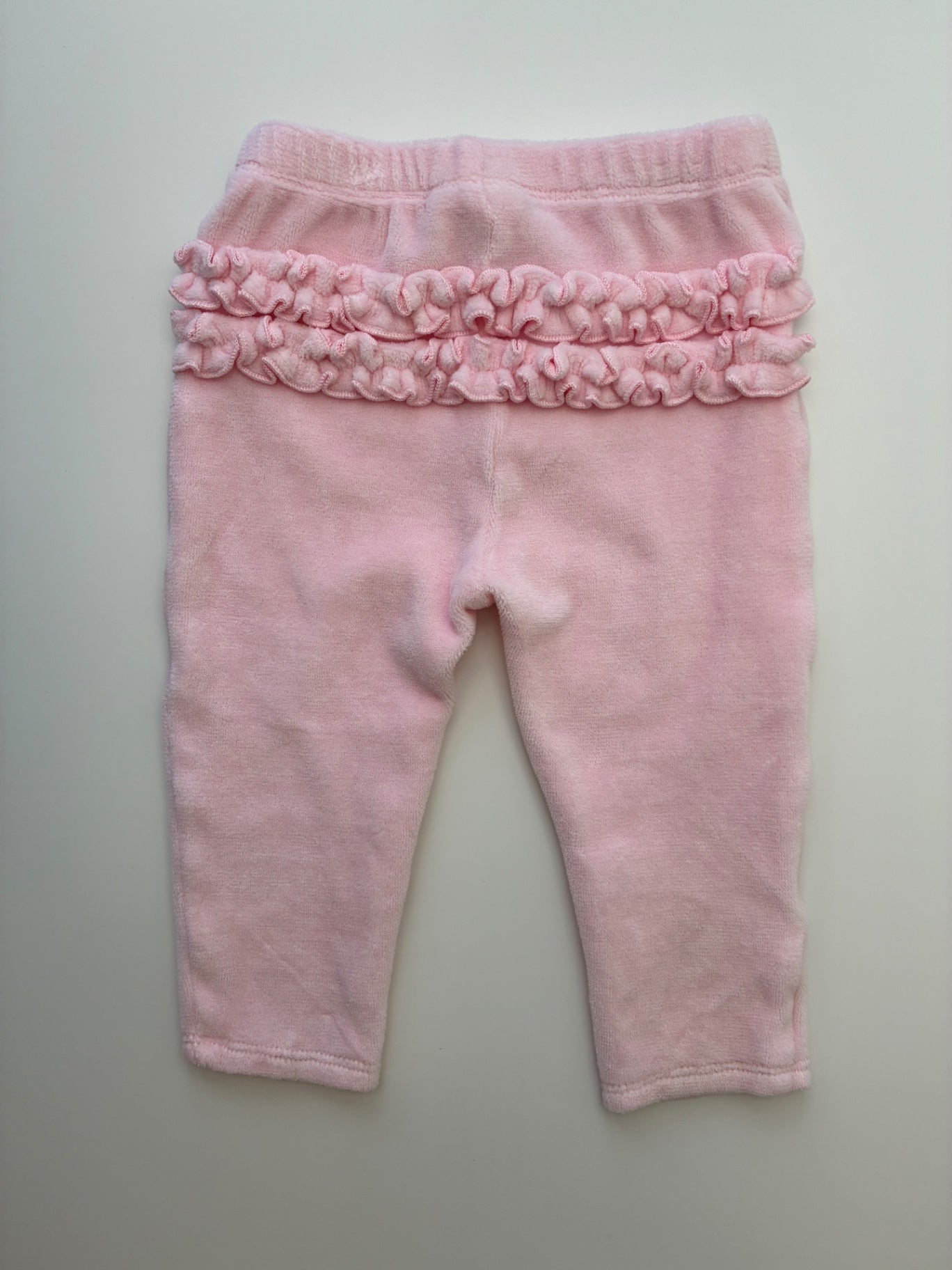 First Impressions 2 Piece Ensemble - Pink Velour Ruffle Crewneck + Pants | size 12 Months