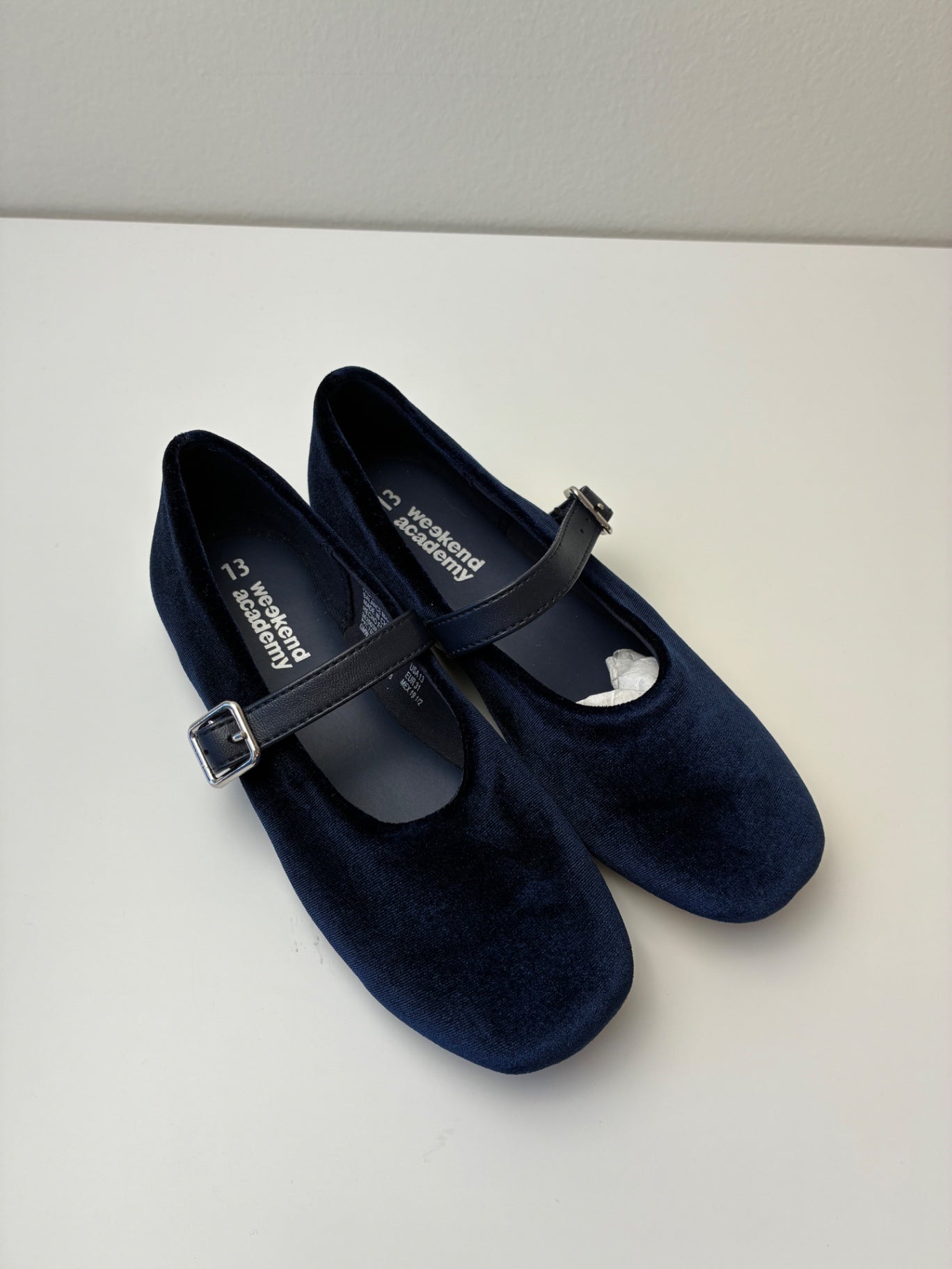Weekend Academy Shoes - Navy Blue Velvet Mary Jane | size Shoe 13