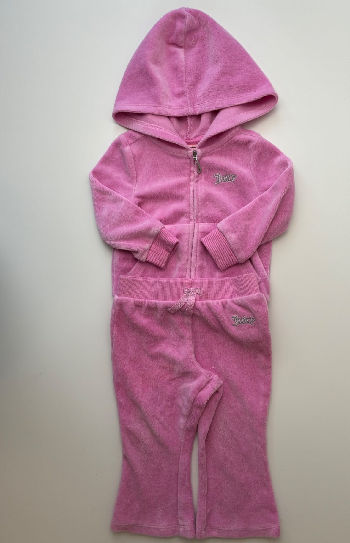 Juicy Couture 2 Piece Ensemble - Pink Bedazzled Velour Tracksuit | size 12 Months
