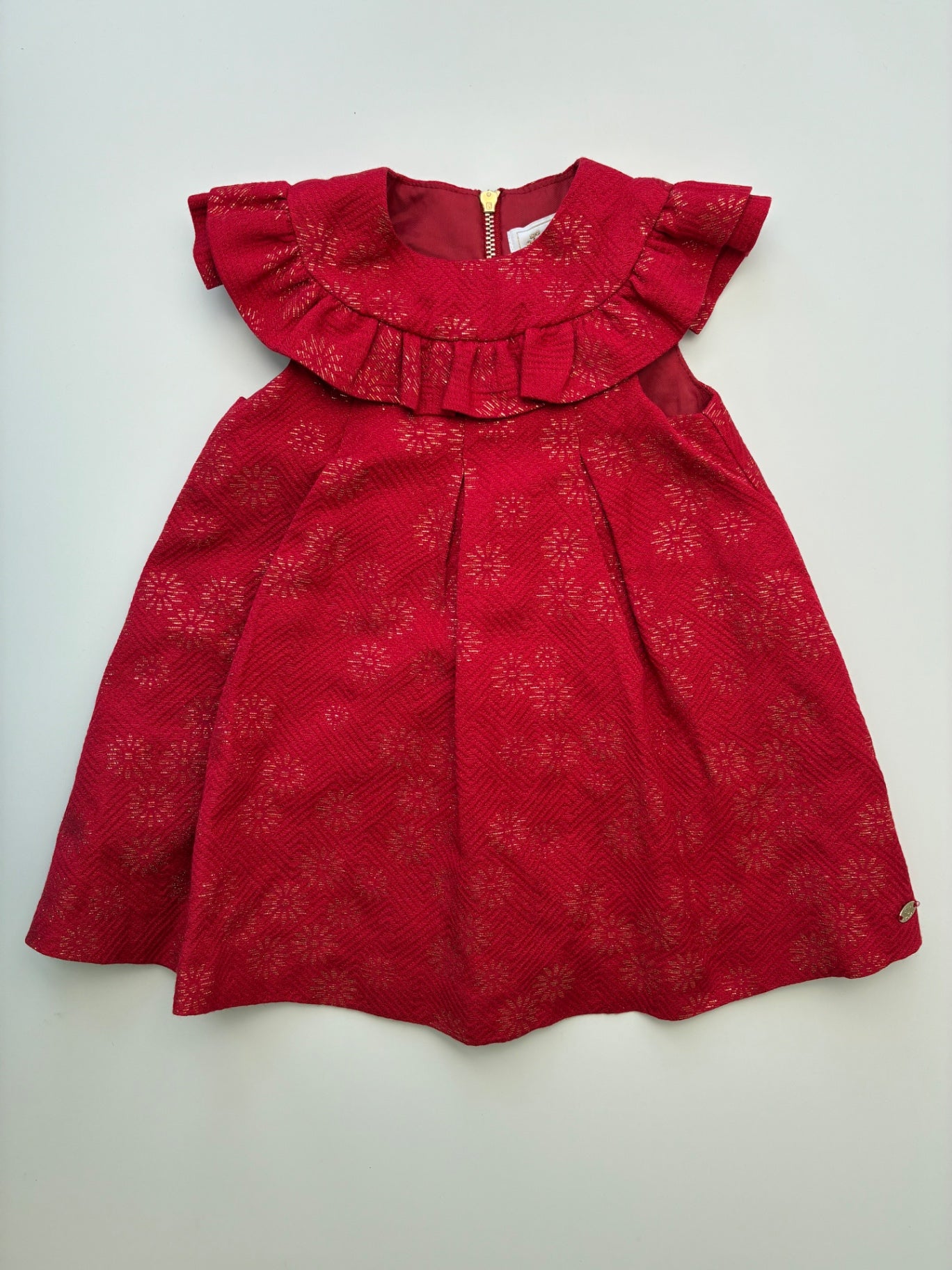 Tartine et Chocolat Dress - Red Metallic Jacquard | size 18 Months