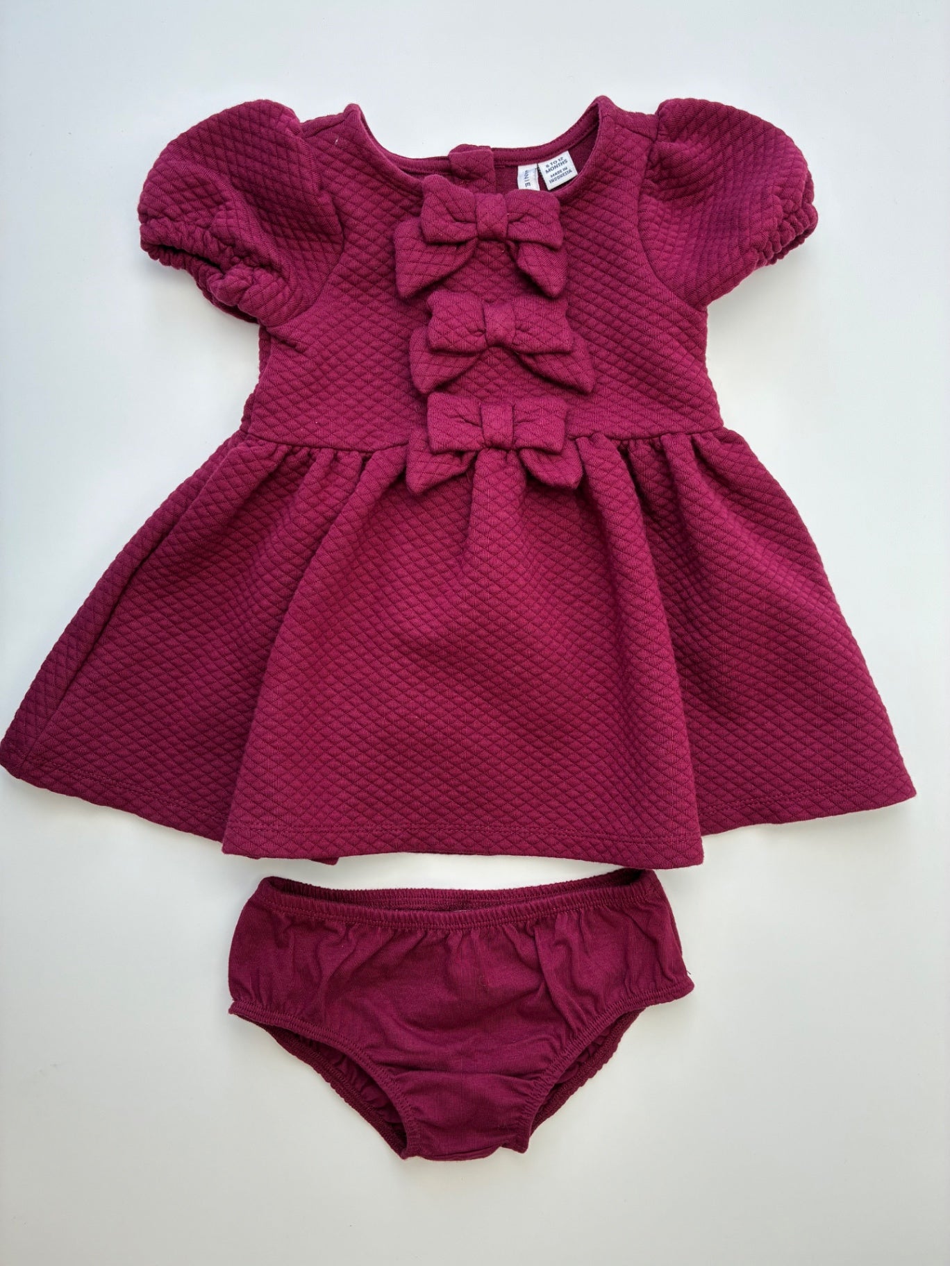 Janie and Jack Dress - Red Quilted Bows + Bloomers | size 6 - 12 Months