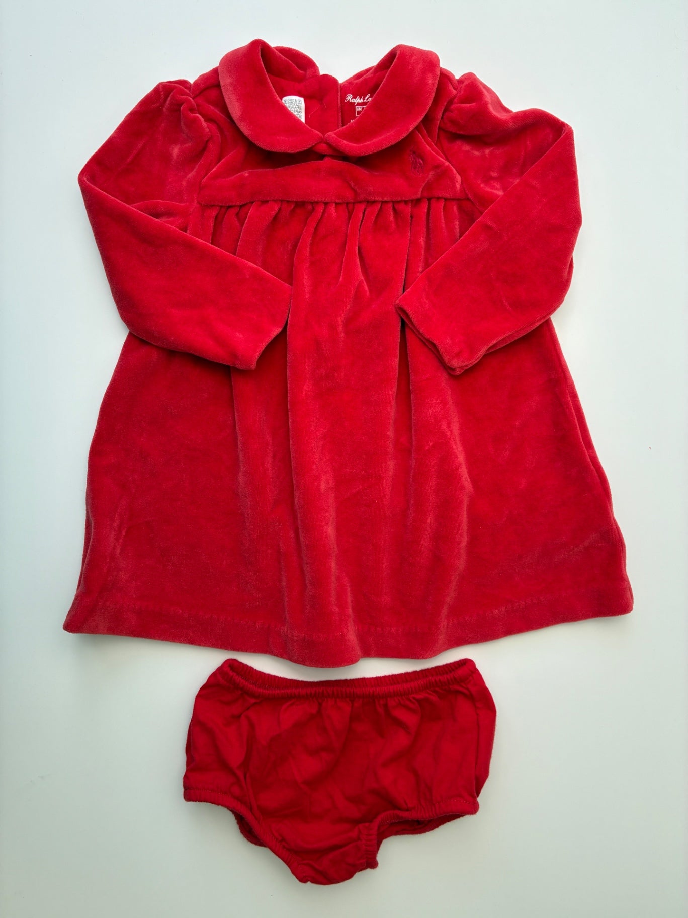 Ralph Lauren Dress - Red Velour + Bloomers | size 6 Months