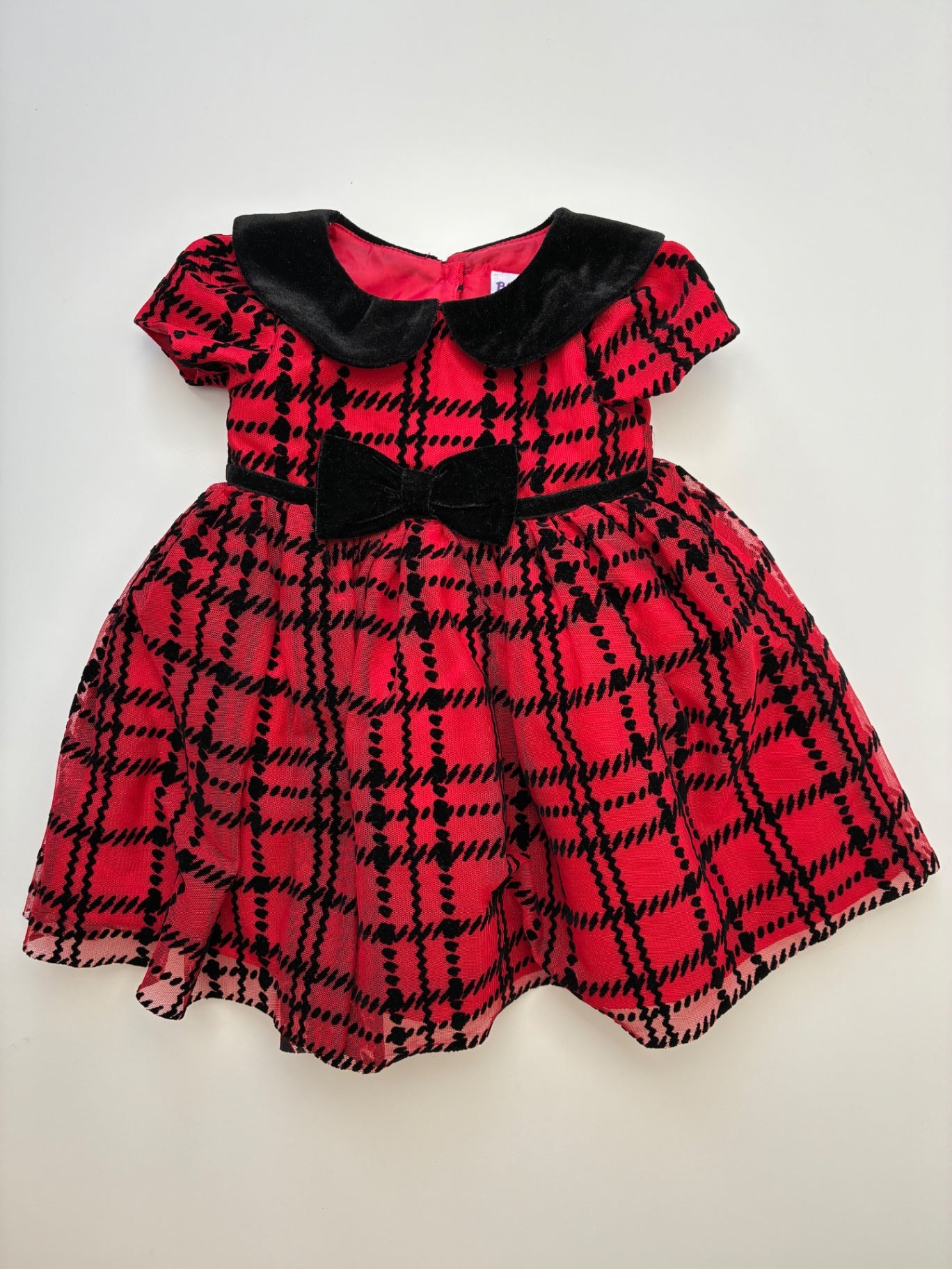 Blueberi Boulevard Dress - Red Plaid Velvet | size 3 - 6 Months
