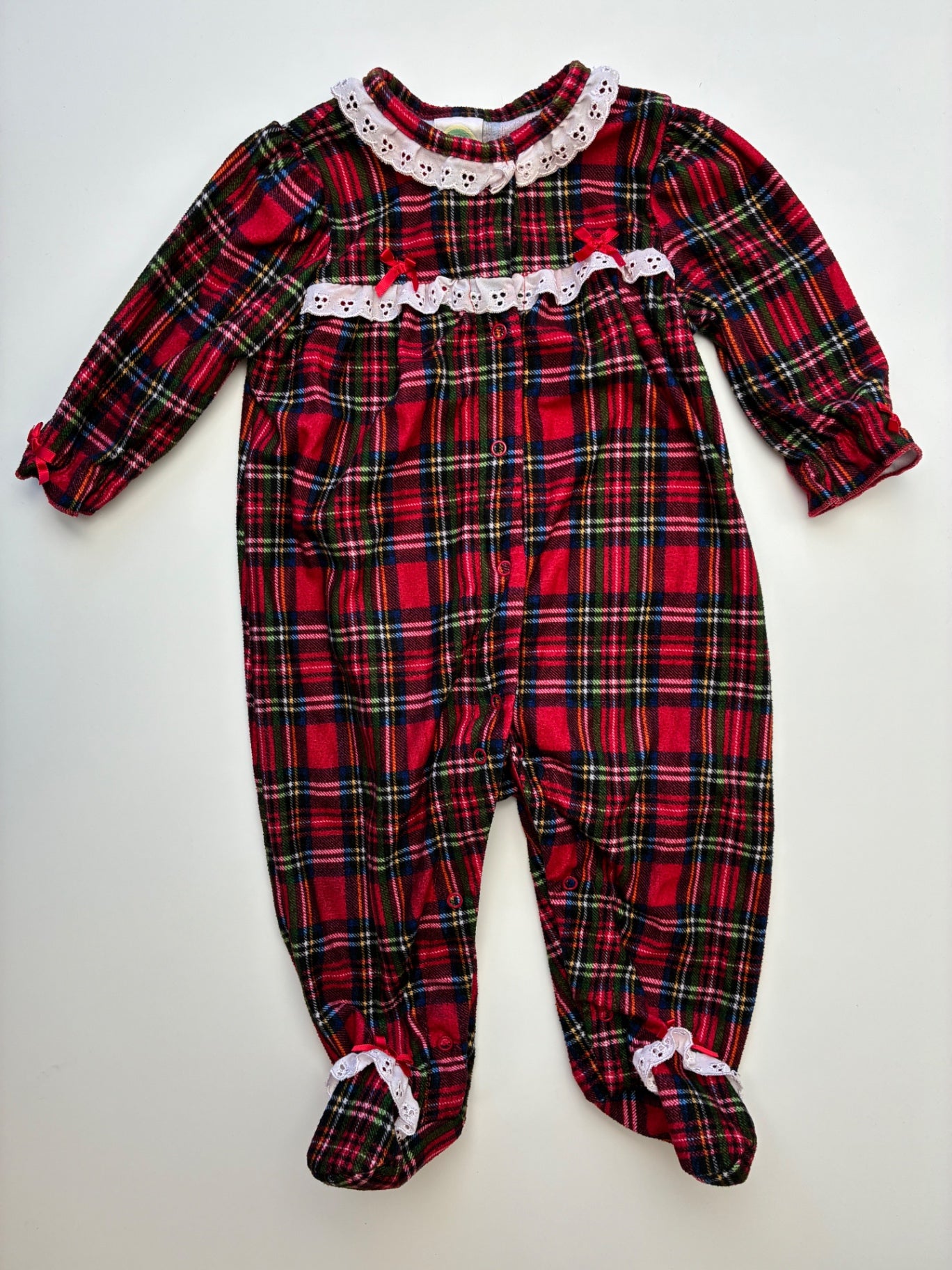 Little Me Onesie - Red Holiday Plaid Flannel | size 6 Months