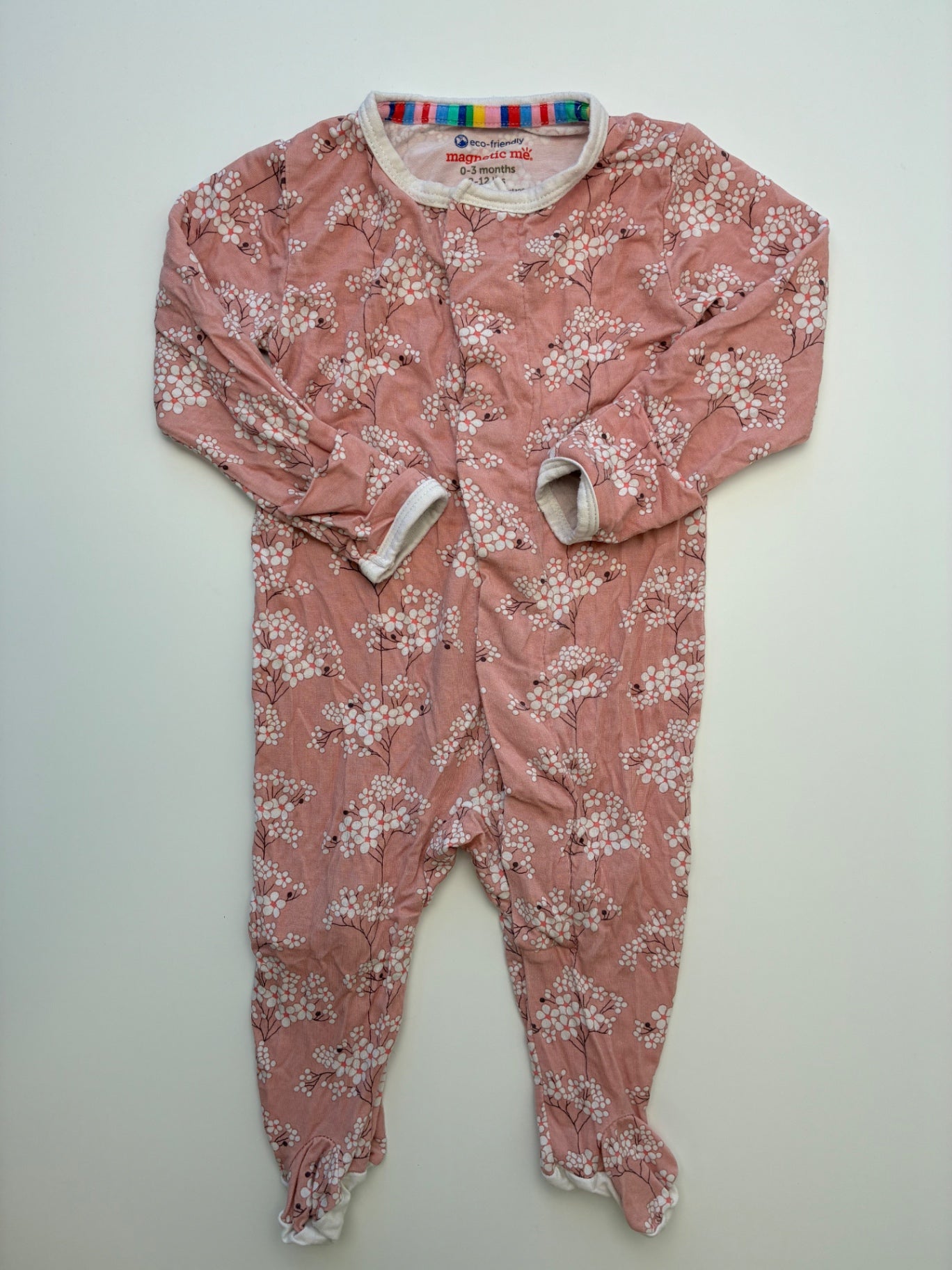 Magnetic Me Onesie - Pink Floral Footie | size 0 - 3 Months