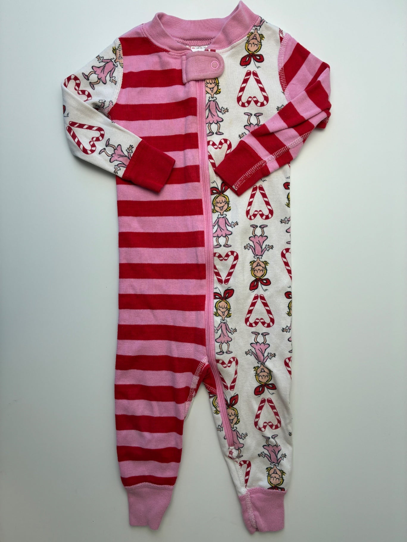 Hanna Andersson Onesie - Pink Cindy Lou Who Stripes | size 12 - 18 Months