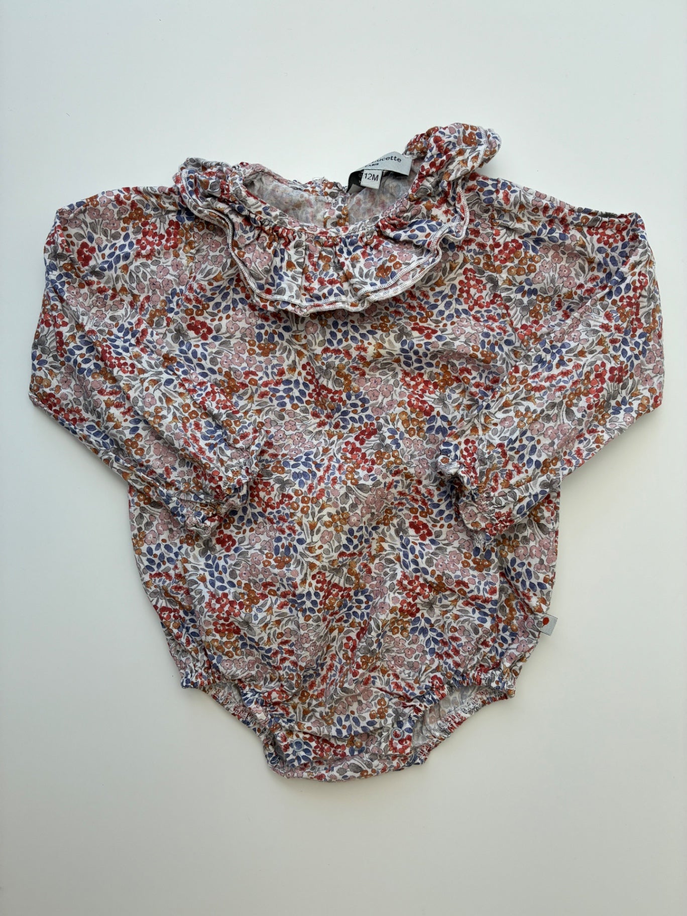 Petite Lucette Onesie - Multicolor Floral 100% Organic Cotton | size 12 Months