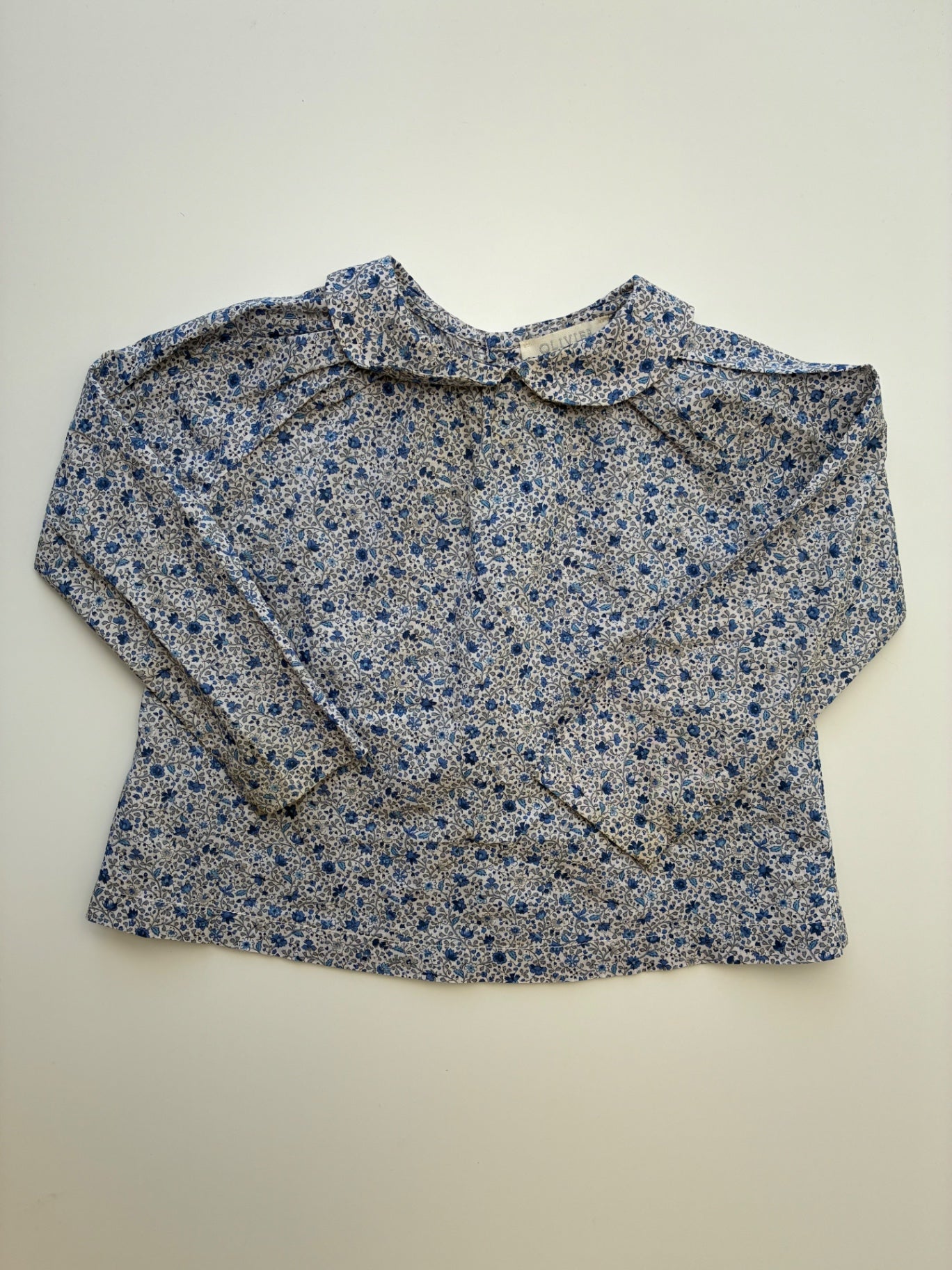Olivier London Shirt - Blue Floral 100% Cotton | size 12 - 24 Months