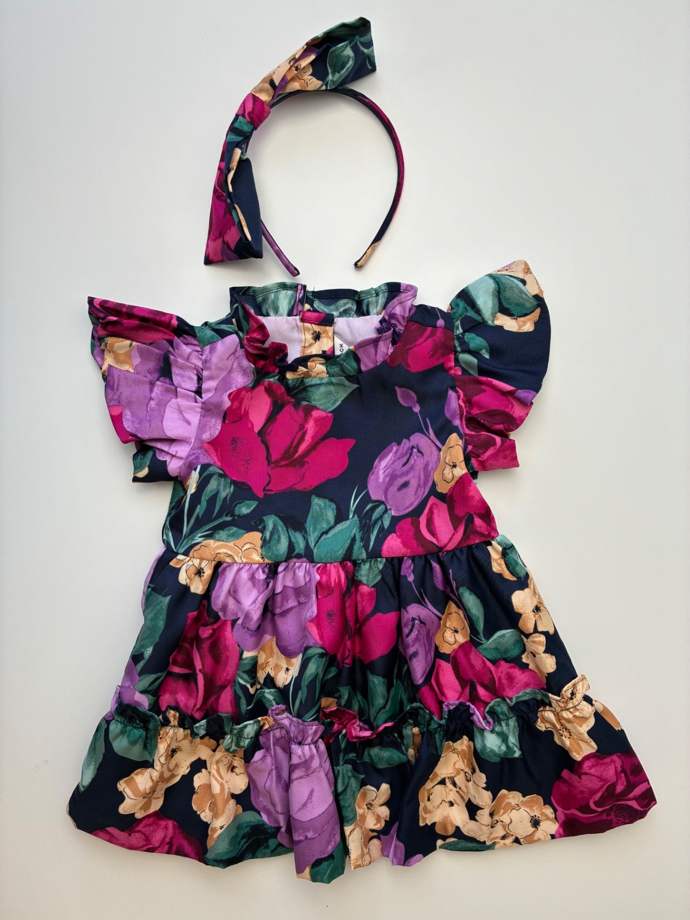Janie and Jack Dress - Multicolor Floral + Headband | size 6 - 12 Months