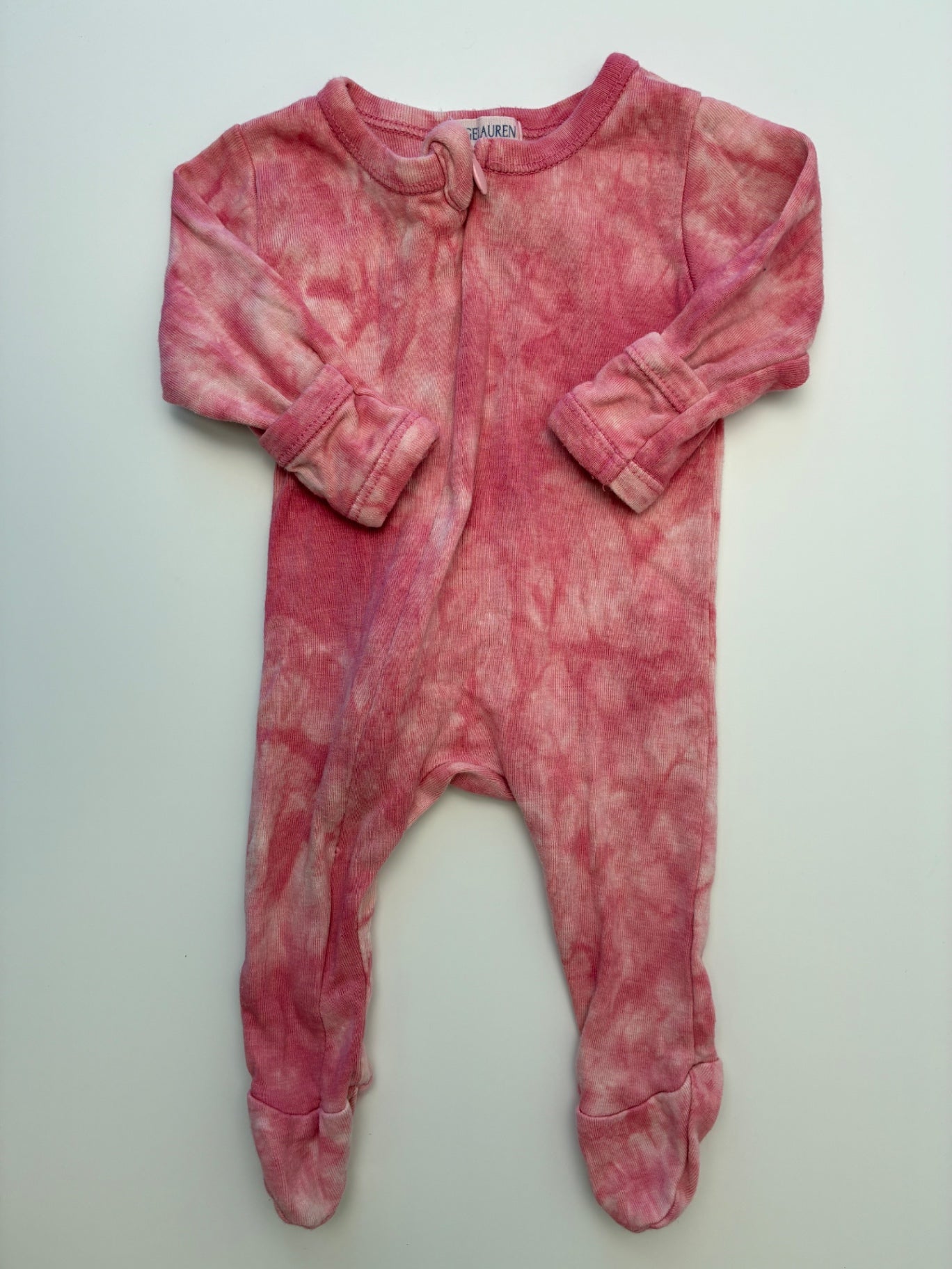 Paige Lauren Onesie - Pink Tie Dye Zipper Footie | size 0 - 3 Months