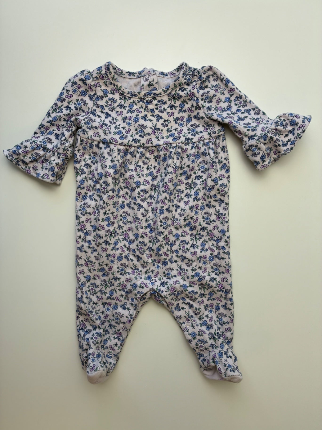 Janie and Jack Onesie - Purple Floral | size 0 Months