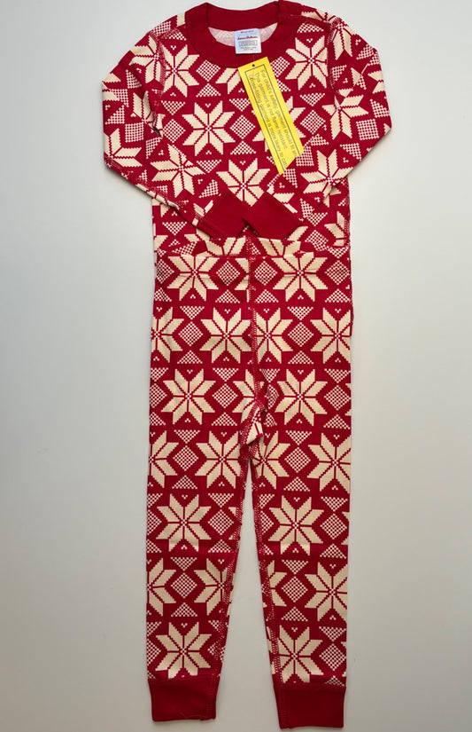 Hanna Andersson 2 Piece Ensemble - Red Snowflake Long Pajamas | size 3T