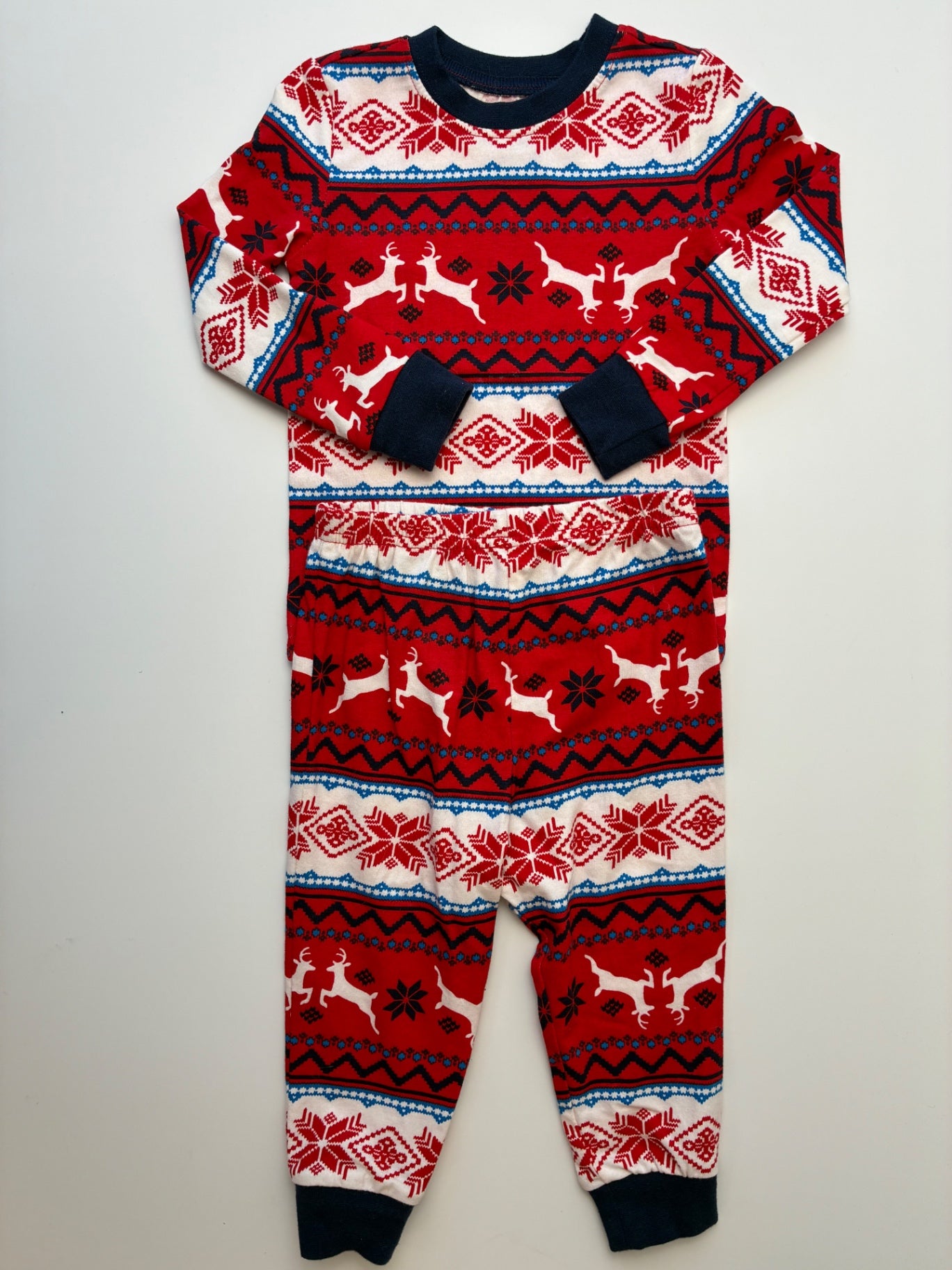 Nordstrom 2 Piece Ensemble - Red Fair Isle Holiday Long Pajamas | size 12 - 18 Months
