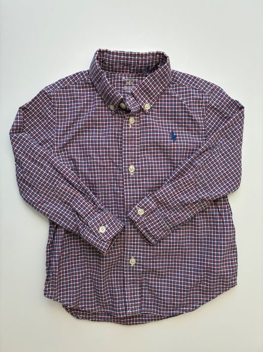Ralph Lauren Shirt - Red 100% Cotton Plaid Button Down | size 24 Months