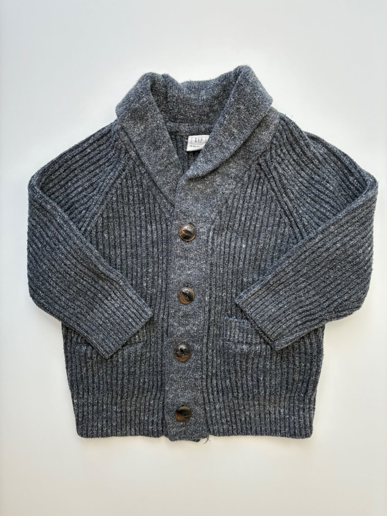 Baby Gap Sweater - Gray Shawl Collar Cardigan | size 18 - 24 Months