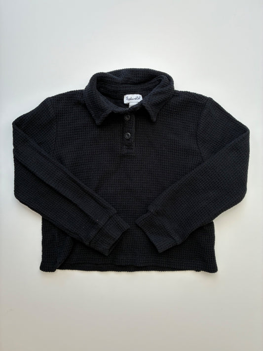Splendid Shirt - Black Waffle Knit Long Sleeve Polo | size 3T