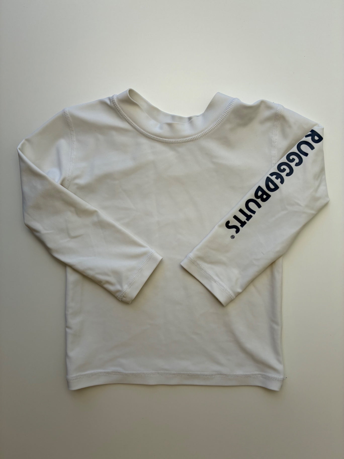 Rugged Butts Long Sleeve T-Shirt - White Solid Rash Guard | size 18 - 24 Months