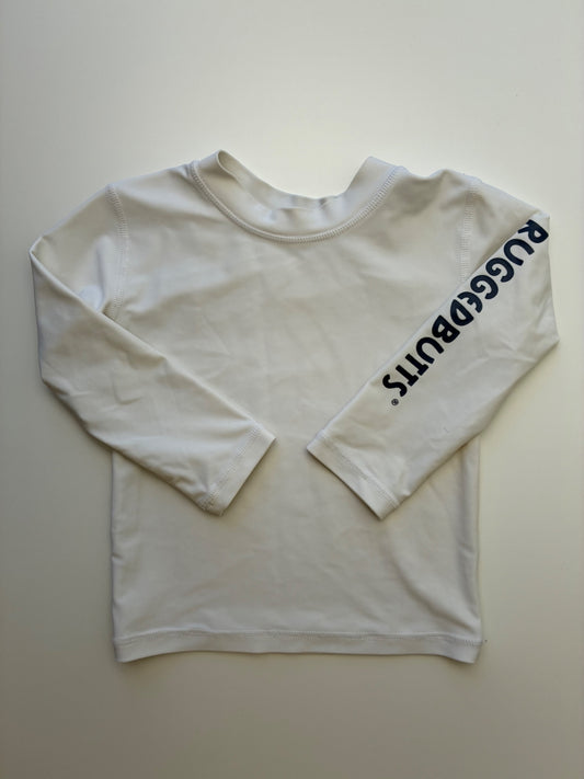 Rugged Butts Long Sleeve T-Shirt - White Solid Rash Guard | size 18 - 24 Months