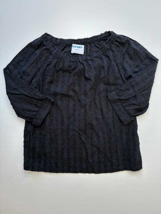 Old Navy Shirt - Black Metallic Stripe Blouse | size 6/7