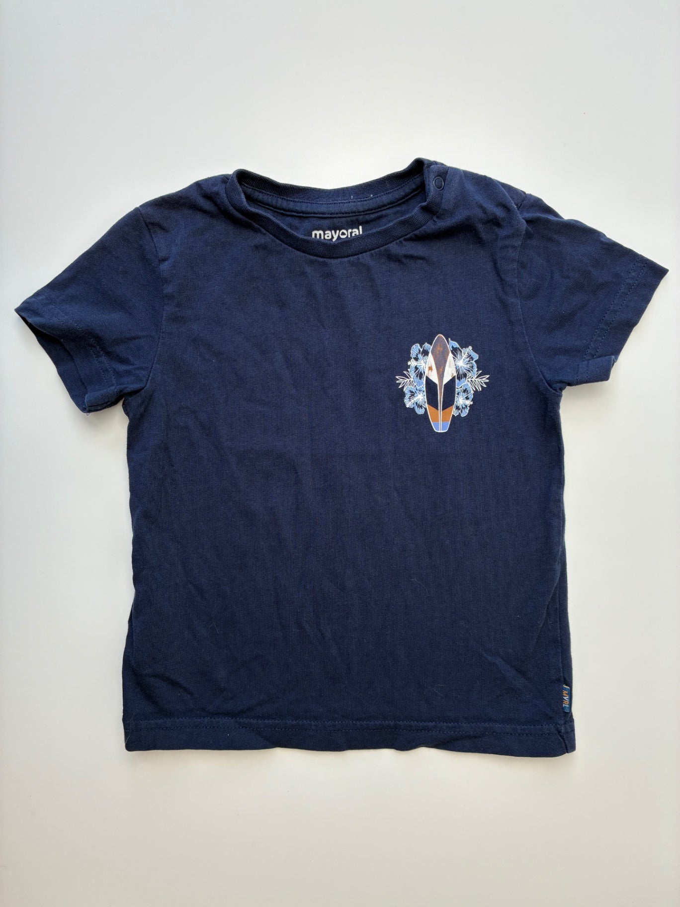 Mayoral T-Shirt - Navy Blue Surfboard Graphic | size 24 Months