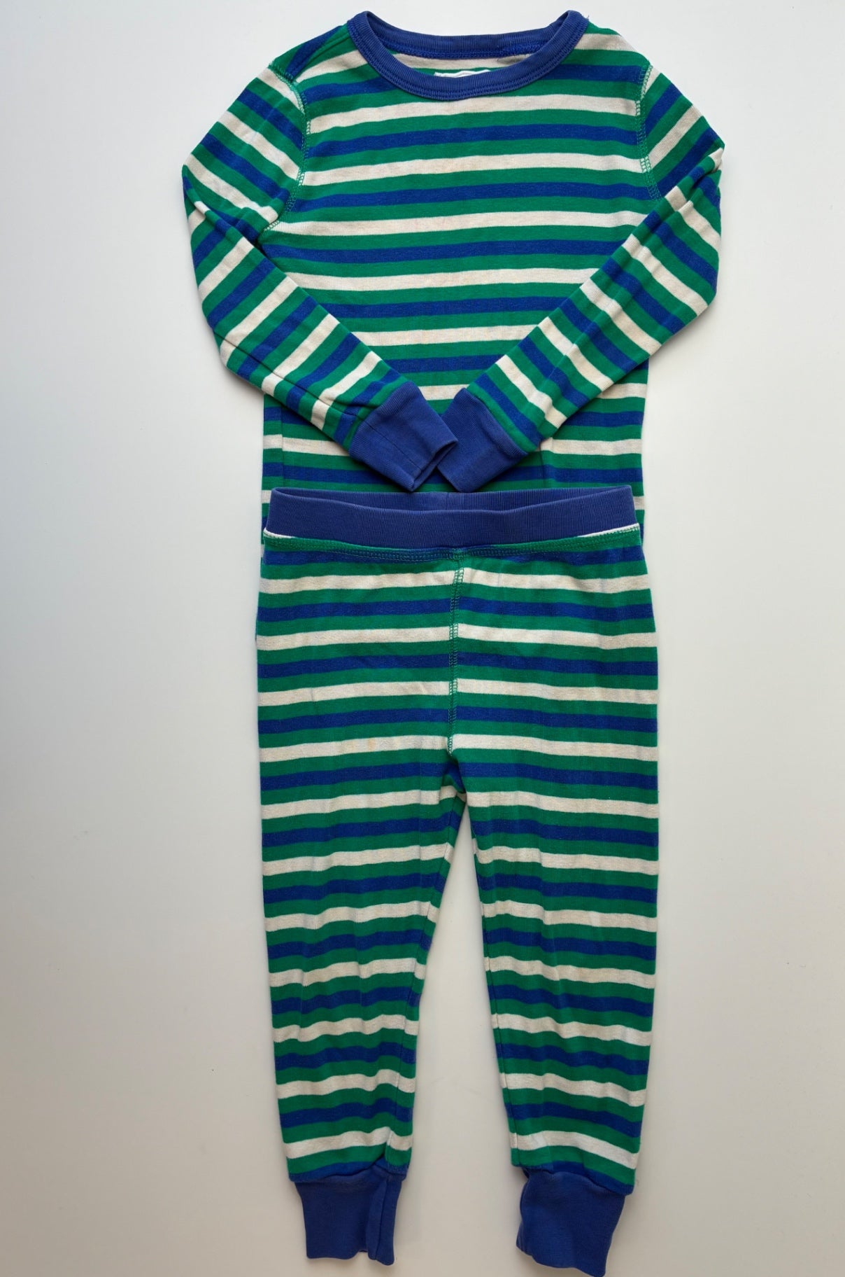 Crewcuts 2 Piece Ensemble - Green Striped Long Pajamas | size 3T