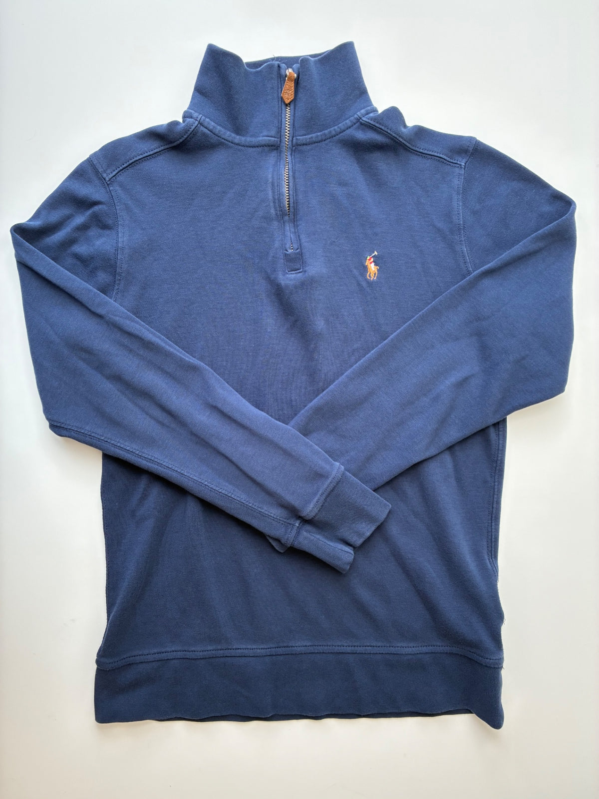 Polo Ralph Lauren Sweatshirt - Navy Blue 100% Cotton 1/4 Zip | size 10/12