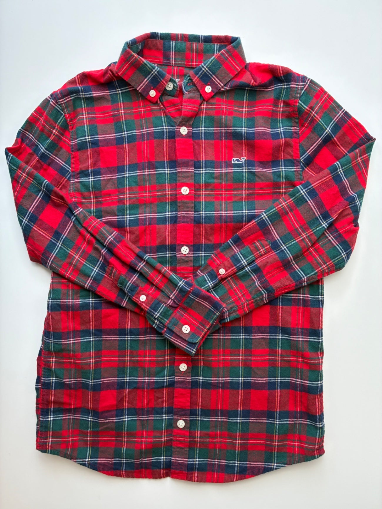 Vineyard Vines Shirt - Red 100% Cotton Plaid Flannel Button Down | size 12/14