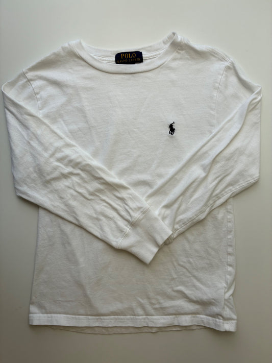 Polo Ralph Lauren Long Sleeve T-Shirt - White 100% Cotton | size 8
