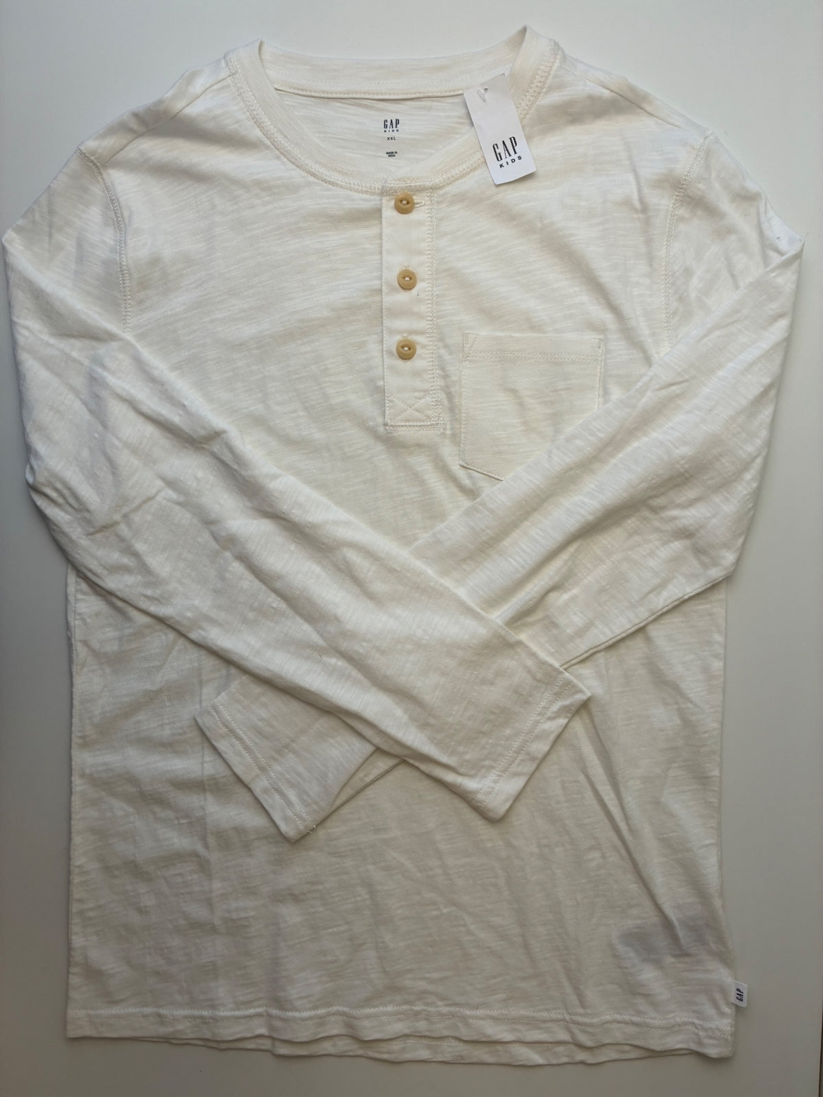 Gap Kids Shirt - White Henley | size 14/16