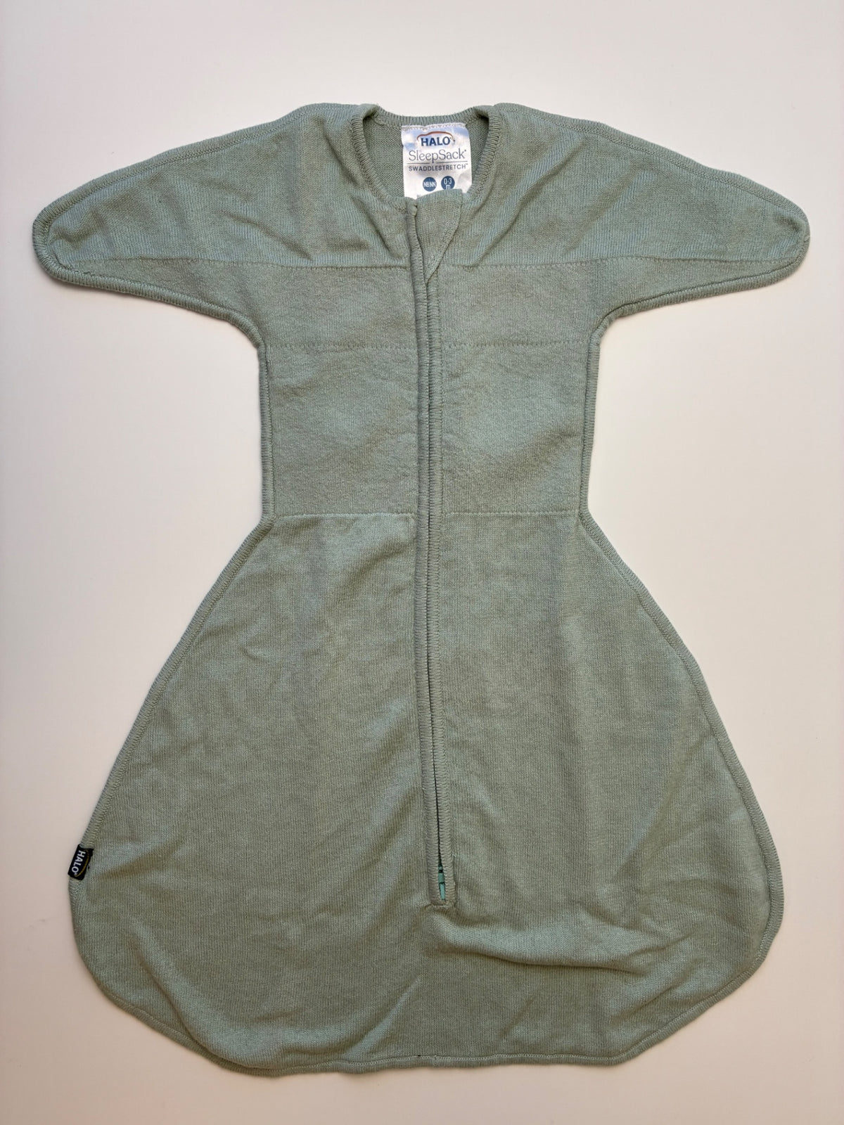 Halo Sleepsack - Green 100% Cotton Swaddlestretch | size 0 - 3 Months