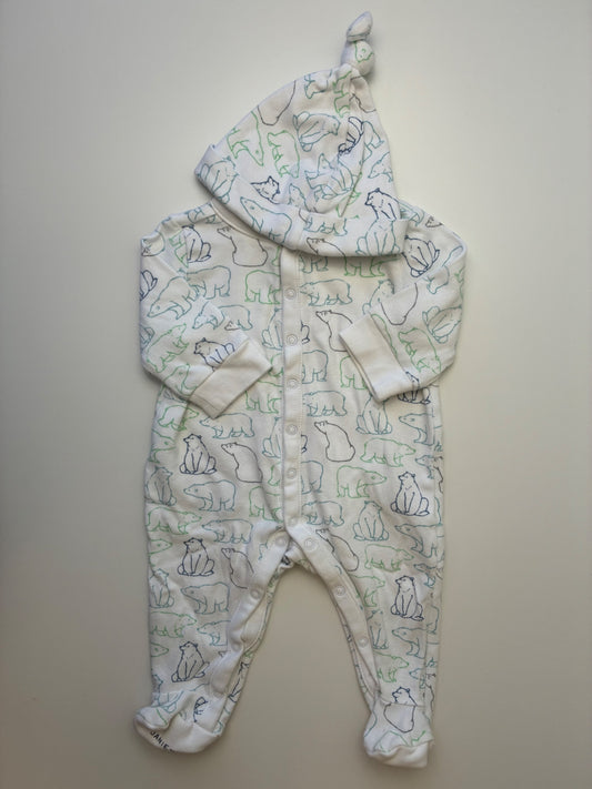 Janie and Jack Onesie - White Bears w/ Hat | size 0 - 3 Months