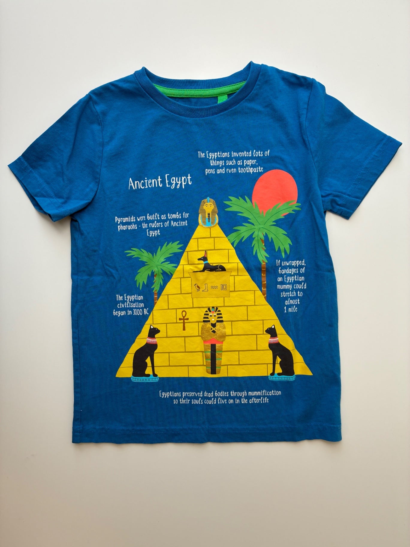 Boden T-Shirt - Blue Ancient Egypt Graphic | size 5T/6