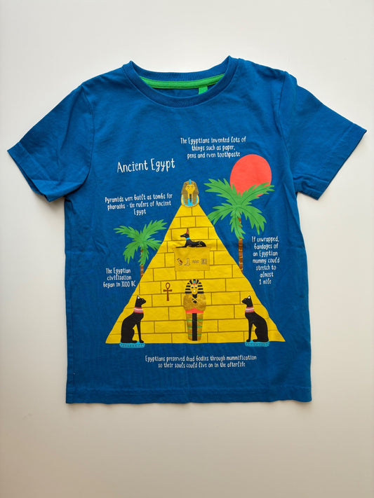 Boden T-Shirt - Blue Ancient Egypt Graphic | size 5T/6