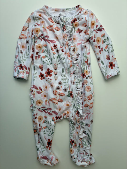 Caden Lane Onesie - White Floral | size 0 - 3 Months