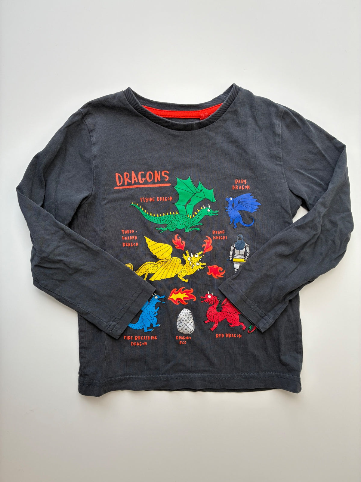 Mini Boden Long Sleeve T-Shirt - Gray Dragon Graphic | size 4T/5T