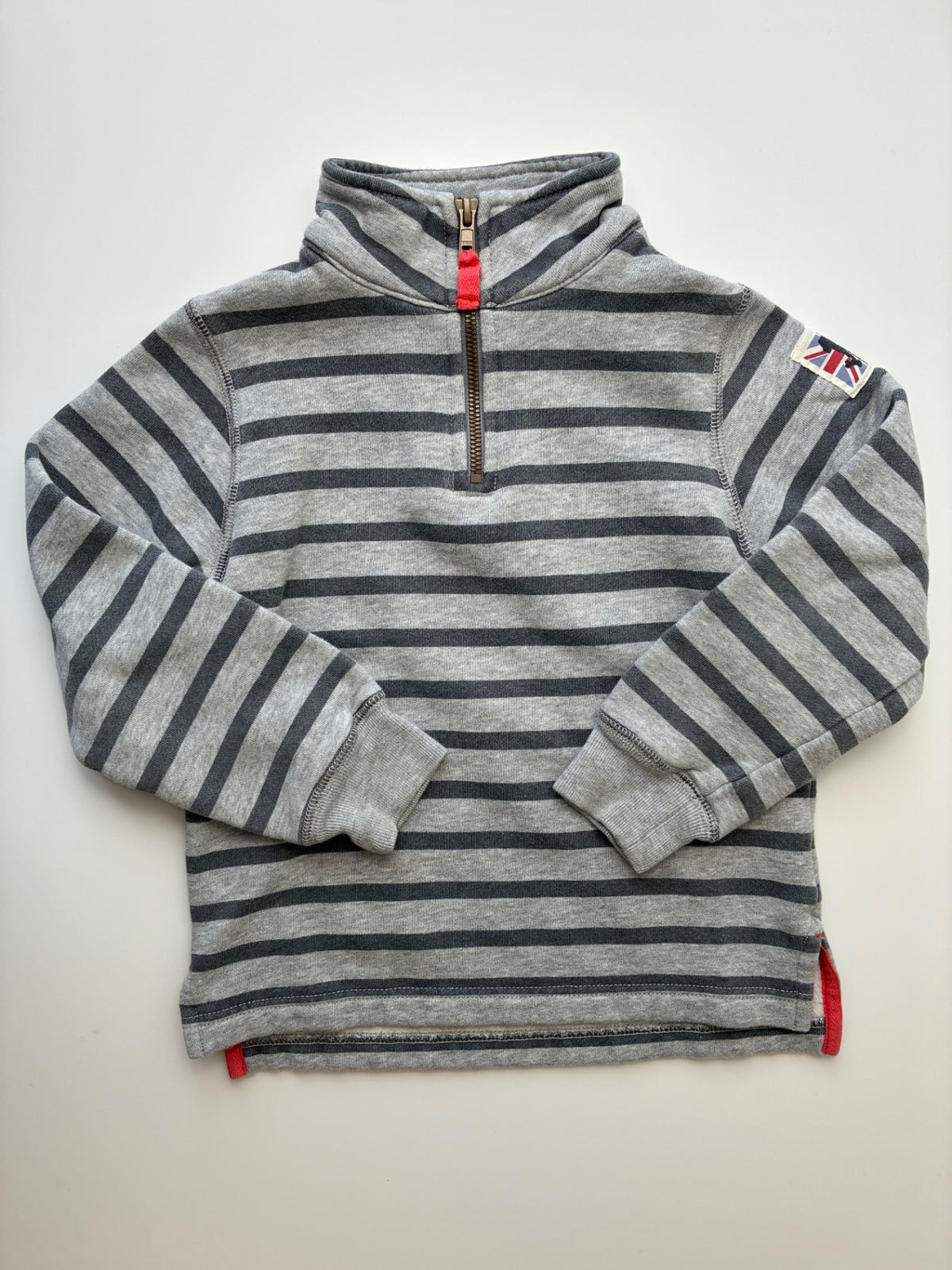 Mini Boden Sweatshirt - Gray Striped 1/4 Zip | size 4T/5T