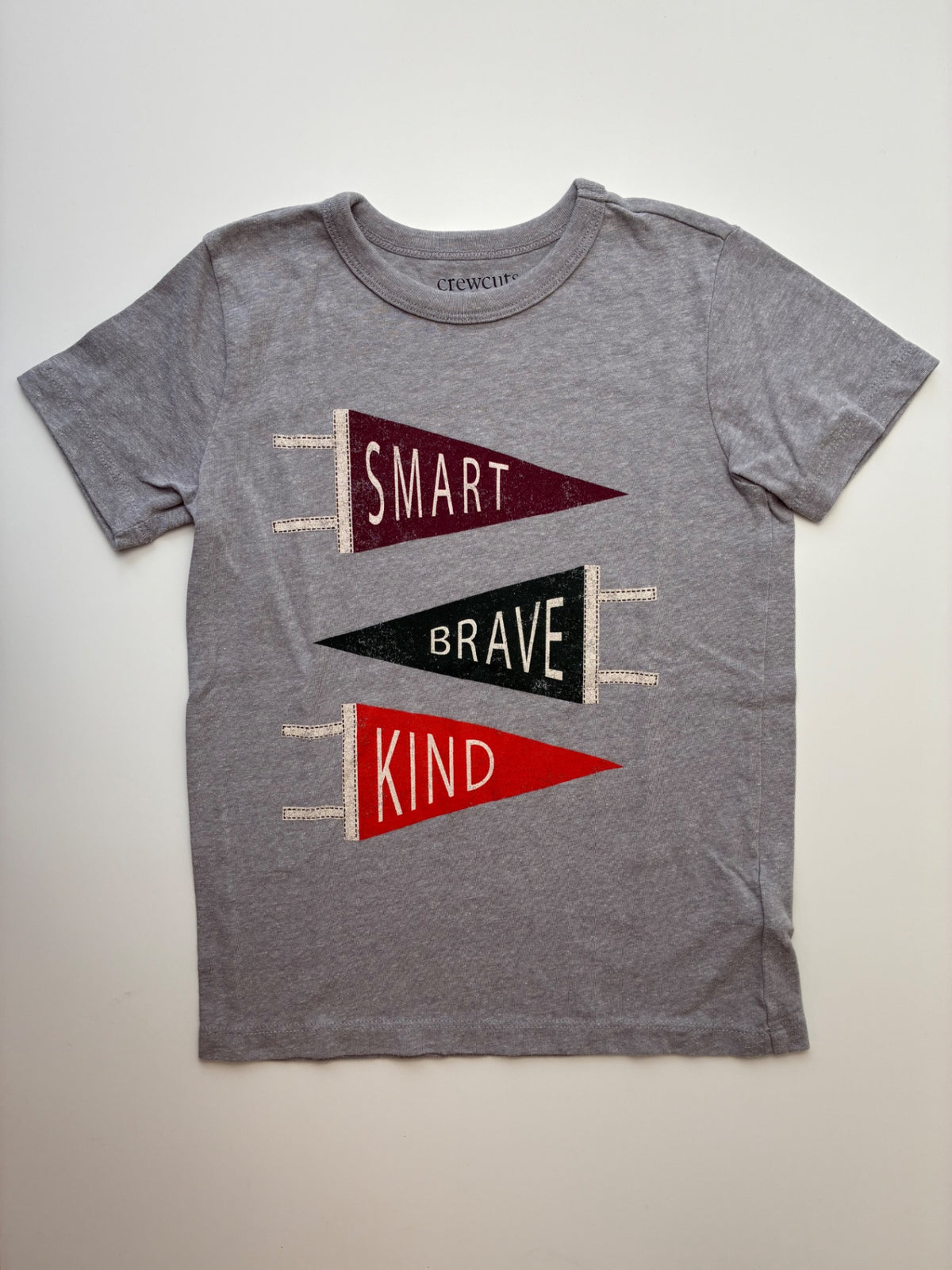 Crewcuts T-Shirt - Gray 'Smart Brave Kind' | size 6/7