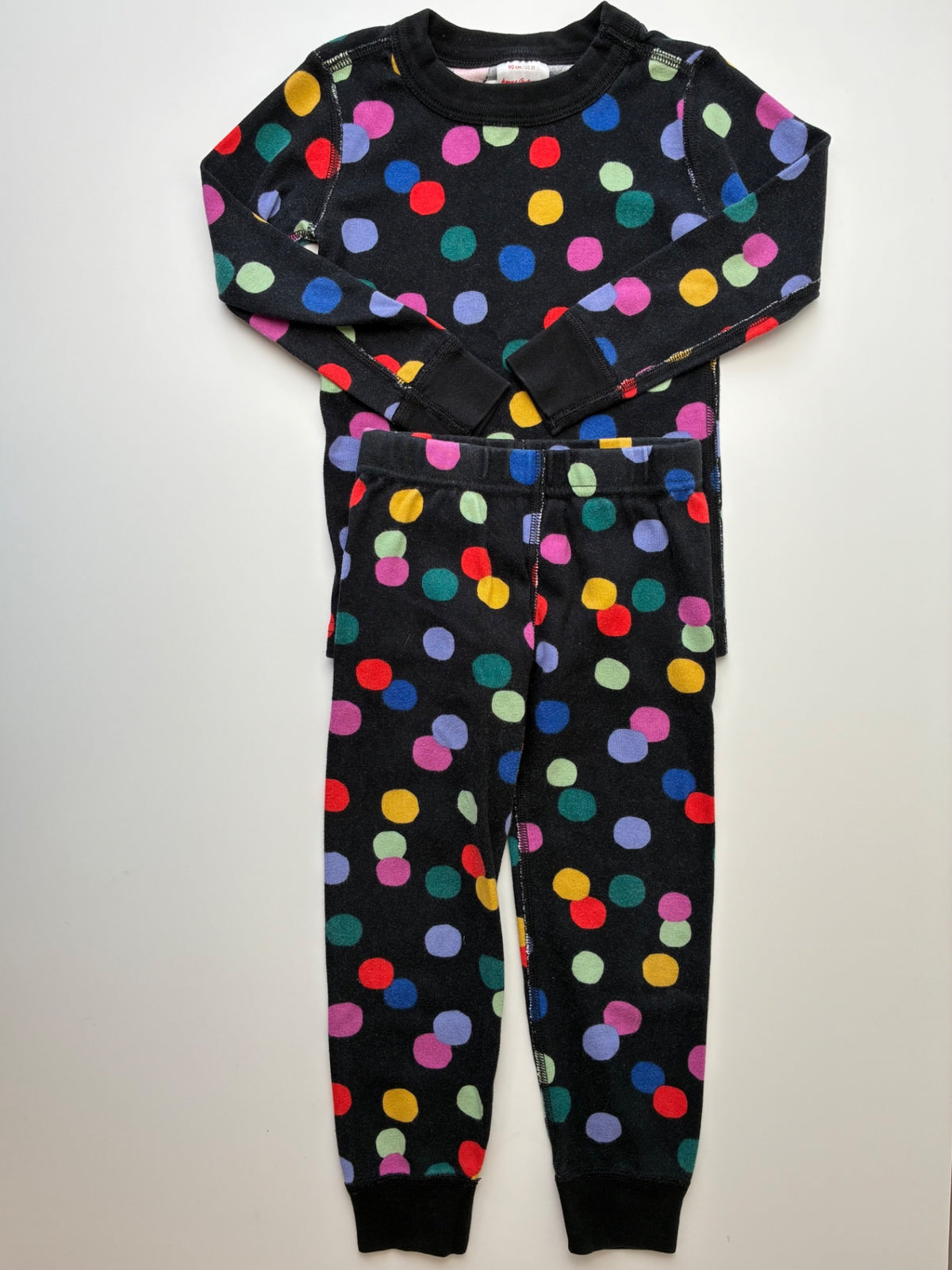 Hanna Andersson 2 Piece Ensemble - Black Polka Dot Long Sleeve + Leggings | size 3T