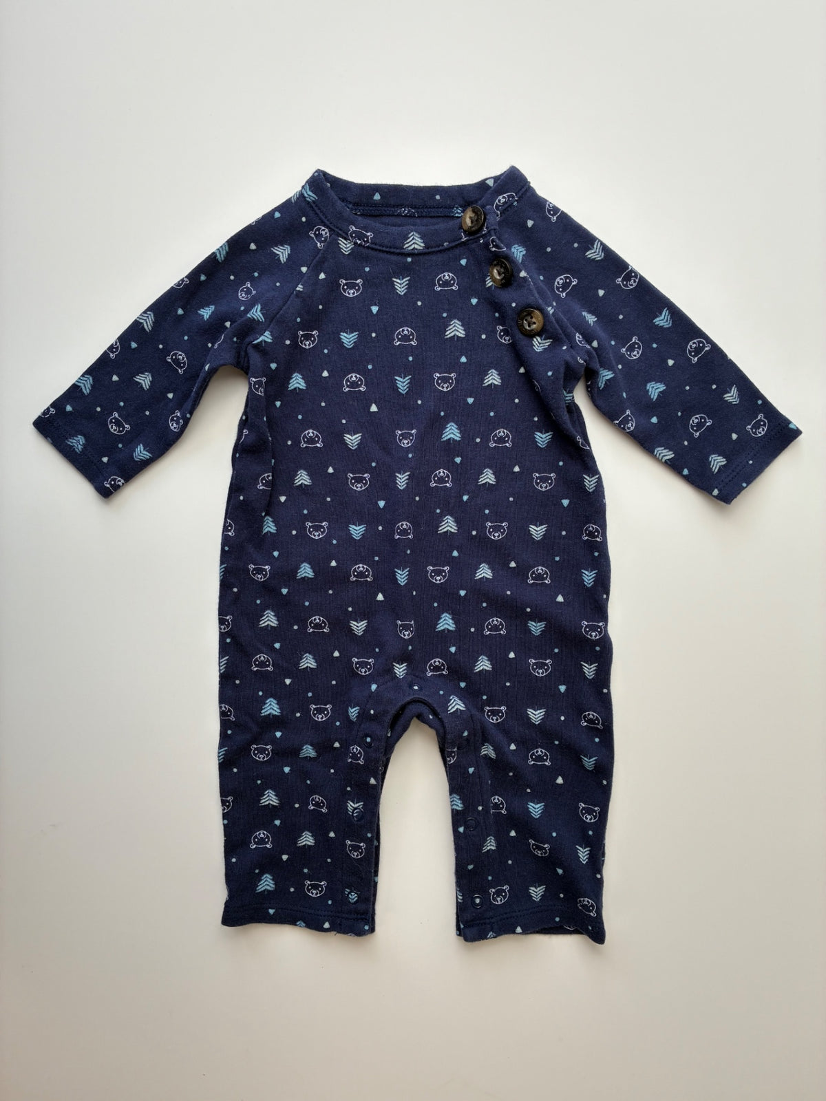 Janie and Jack Onesie - Navy Blue Bears + Trees | size 0 - 3 Months