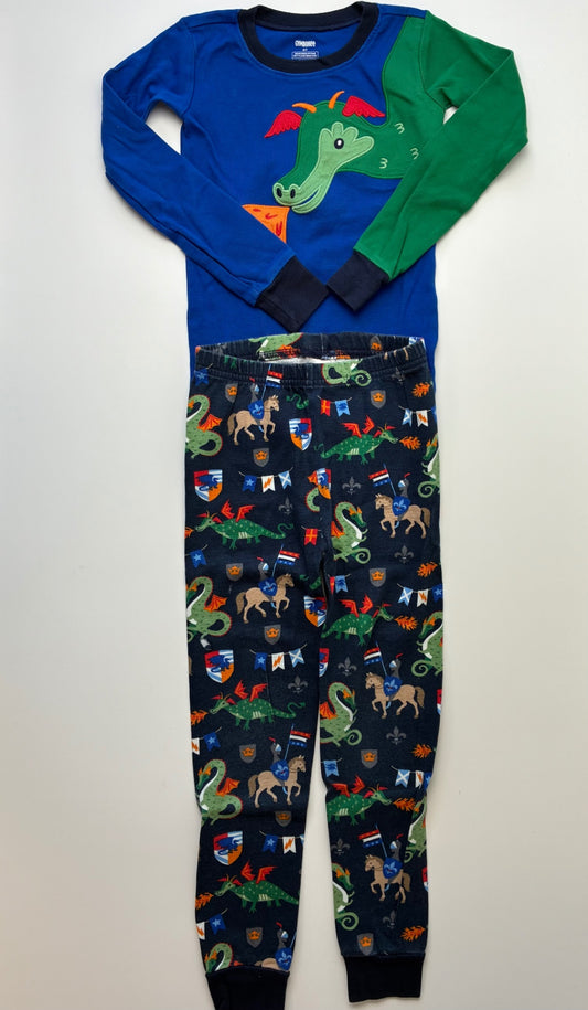 Gymboree 2 Piece Ensemble - Blue Dragon + Knight Long Pajamas | size 5T
