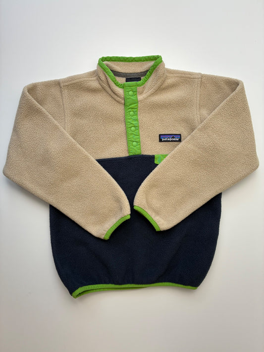 Patagonia Sweatshirt - Navy Blue/Tan Color Block Fleece Snap-T | size 5T