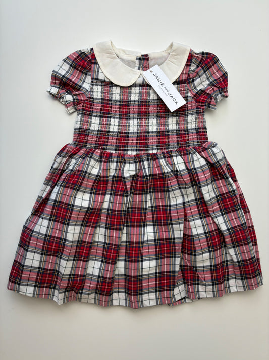 Janie and Jack Dress - Red Holiday Plaid + Smocked | size 6 - 12 Months