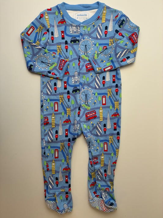 JoJo Maman Bebe Onesie - Blue London Footie | size 12 - 18 Months