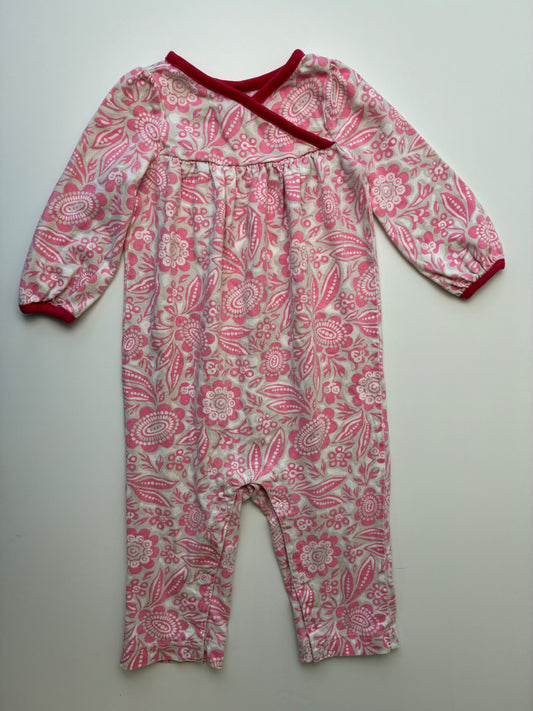 Tea Onesie - Pink 100% Cotton Floral | size 3 - 6 Months