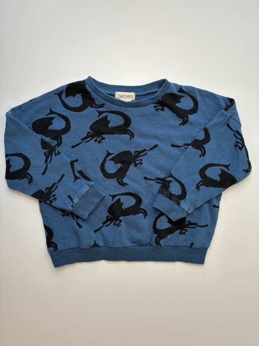 Siaomimi Sweatshirt - Navy Blue 100% Cotton Dragon Crewneck | size 4T