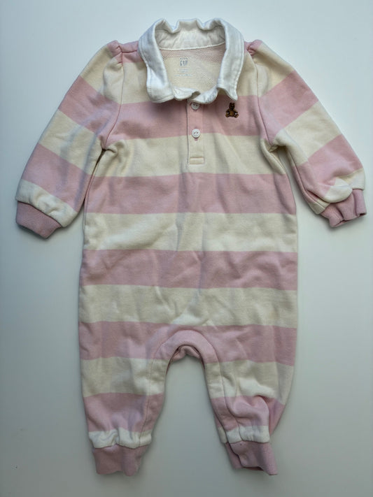 Baby Gap Onesie - Pink Striped Long Sleeve Polo | size 3 - 6 Months