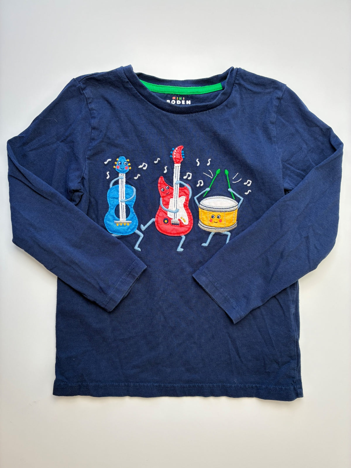 Mini Boden Long Sleeve T-Shirt - Navy Blue Instrument Appliqués | size 6/7