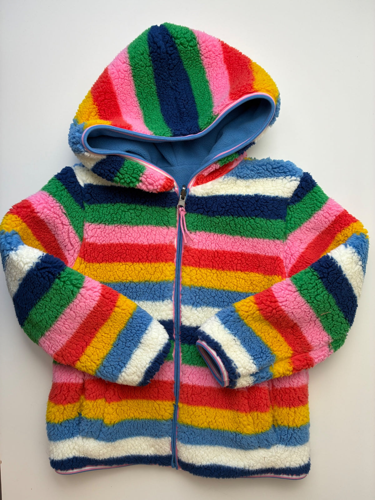 Mini Boden Jacket - Multicolor Reversible Striped Fleece | size 6/7