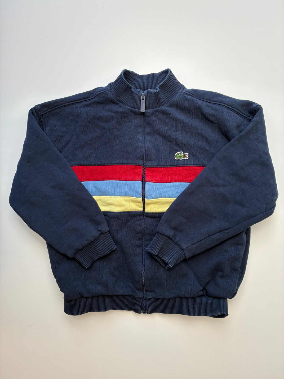 Lacoste Sweatshirt - Navy Blue Striped Zip Up | size 4T